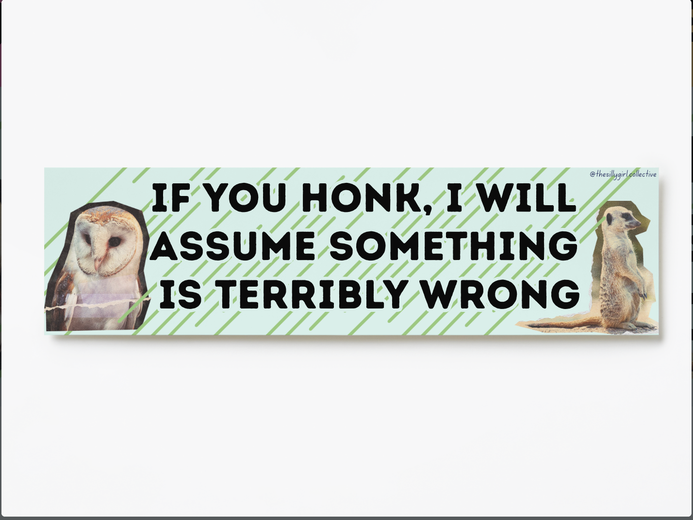 Anxious Girl Driving Sticker – “If You Honk I’ll Panic” Owl & Mercat Edition