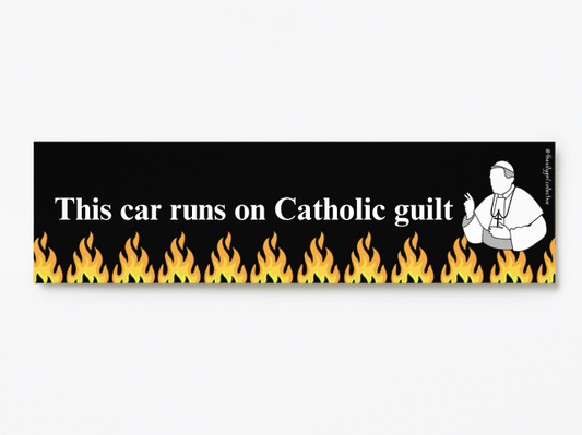 Holy Horsepower Sticker – Fueled by Catholic Guilt Edition