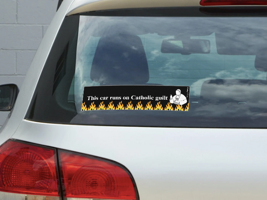 Holy Horsepower Sticker – Fueled by Catholic Guilt Edition