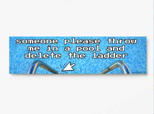 Sims-Inspired Existential Crisis Sticker – Pool & Cursor Edition